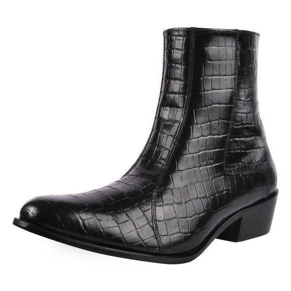 LIBERTYZENO Men's Black Croco  Boots - Picture 1 of 7